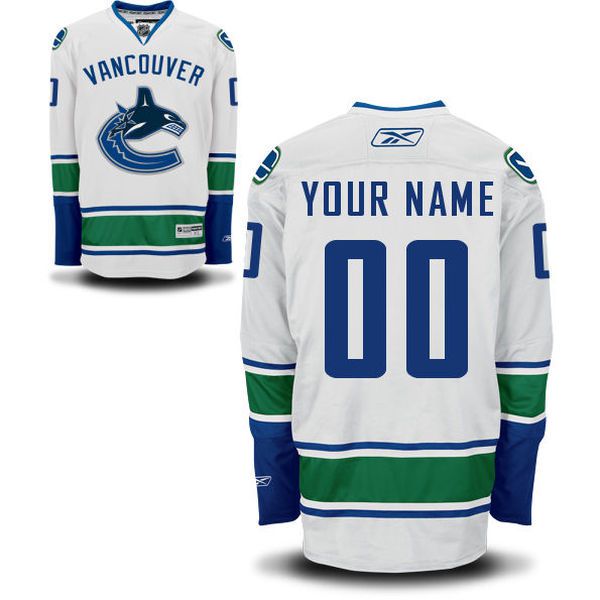 Reebok Vancouver Canucks Men Premier Away Custom NHL Jersey - White->youth nhl jersey->Youth Jersey